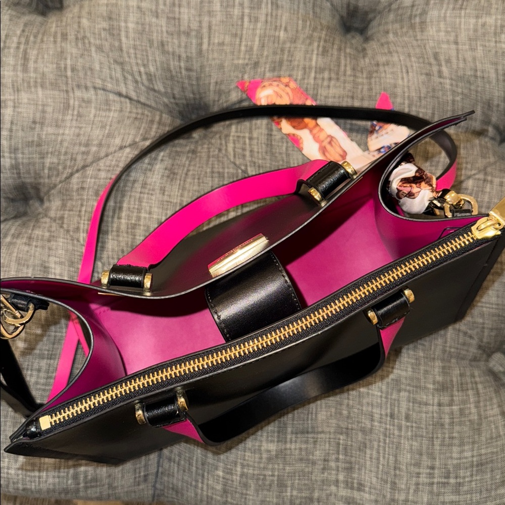 Kate Spade Bag Black Pink Leather Colorblock Tote Satchel - Picture 12 of 17